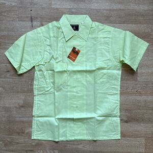 Deadstock NOS Vintage 50s 60s LIME Shirt LOOP COLLAR M Sir William Short Sleeve